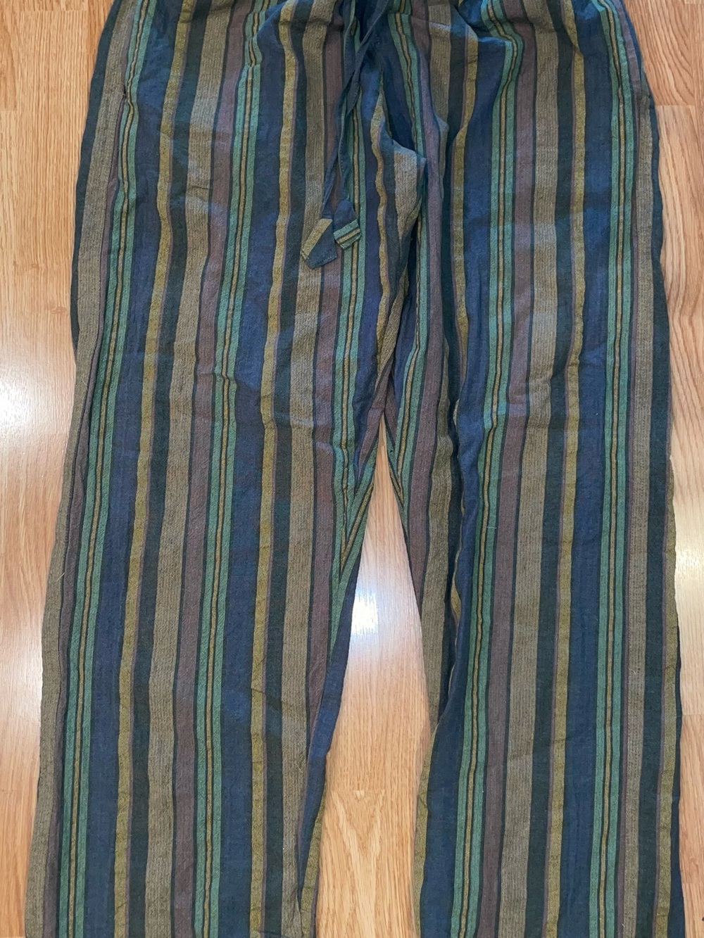 Lakays Women’s/Men's Striped Drawstring Pants in Olive and Navy